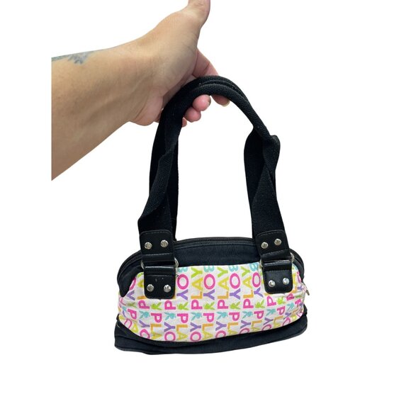 Playboy vintage Multicolor Canvas Faux Leather Shoulder Handbag SKU 9227 - Picture 9 of 16
